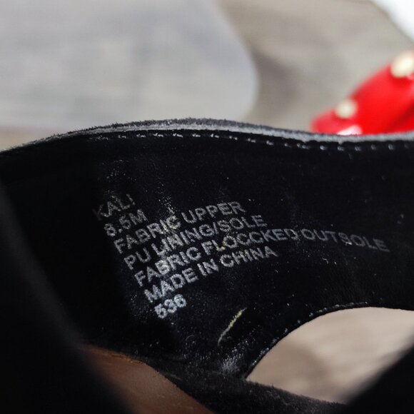 Steve Madden Kali Chunky Heels women's size 8.5 black flocked fabric - Picture 8 of 11